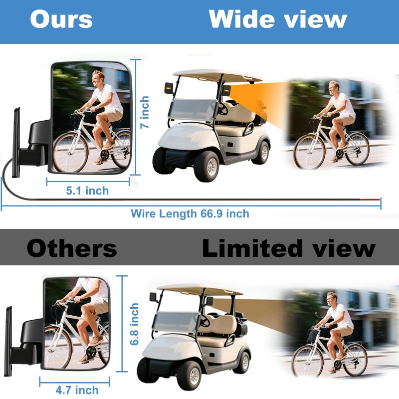 MOSNAI Golf Cart Mirror Universal with Turn Signal Light Golf Cart Side Mirrors Rear view Mirrors for Club Car EZGO Yamaha - Image 4